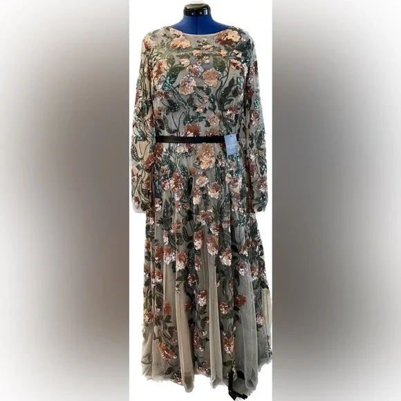 Andrea And Leo | Dresses | Andrea And Leo A926 Savannah Floral Sequin Long  Sleeve Dress | Poshmark